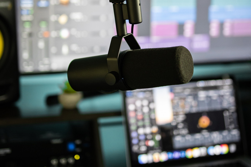 A Microphone in a Recording Booth