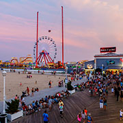 Crowded boardwalk in Ocean City, MD