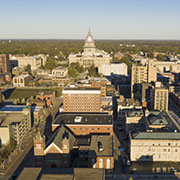 Dawn Light Hits Downtown State Capitol Building Sprigfield Illinois